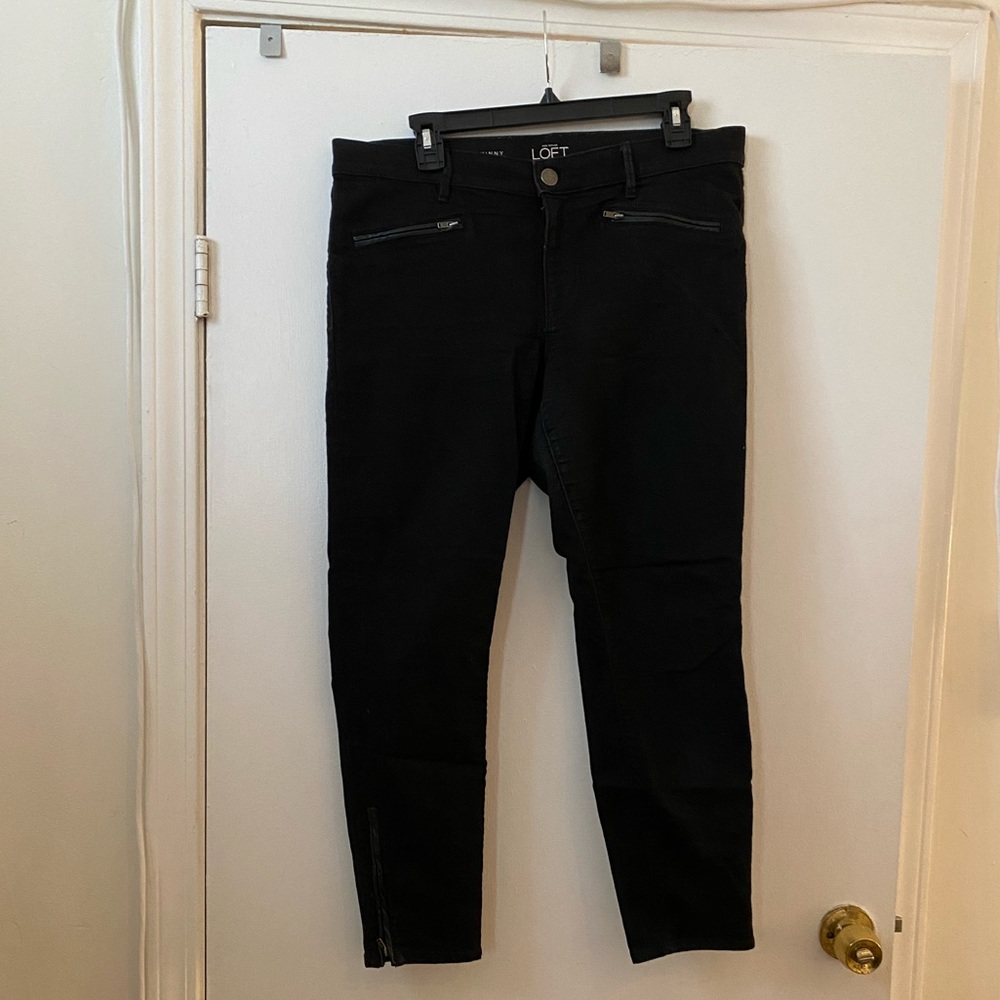 LOFT Modern Skinny Ankle Pants with Leather Pocket Detail
